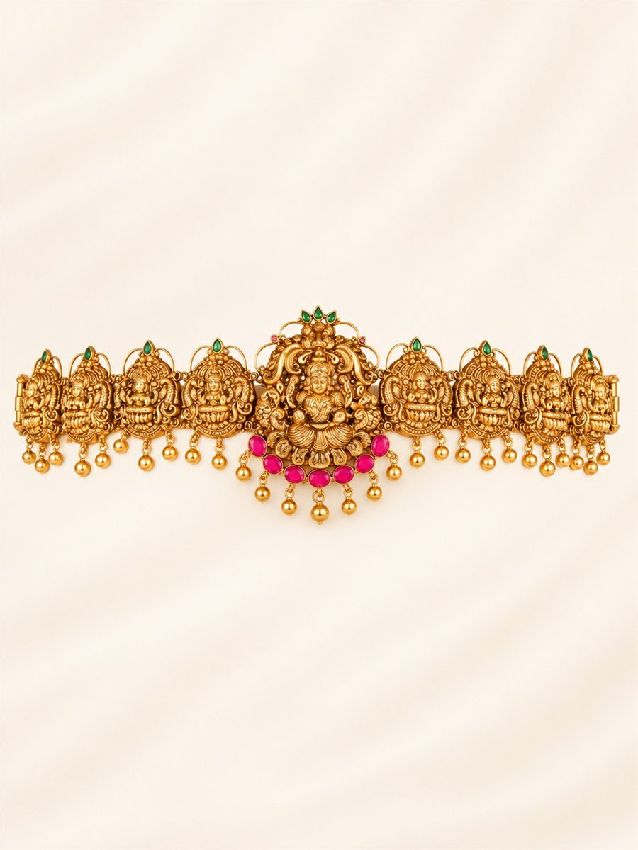 Nakshi oddiyanam hip belt in gold-plated 925 silver - Vilva Jewels Chennai